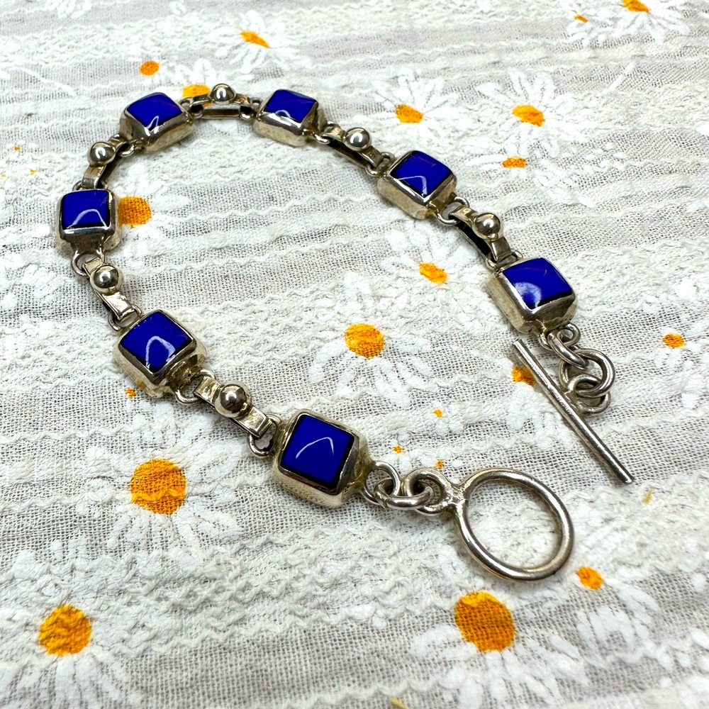 Vintage sterling 925 silver blue bracelet
